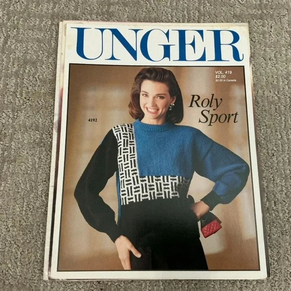 Lot 6 Vintage UNGER Knitting Crochet Pattern Books Womens Retro Knits Sweaters